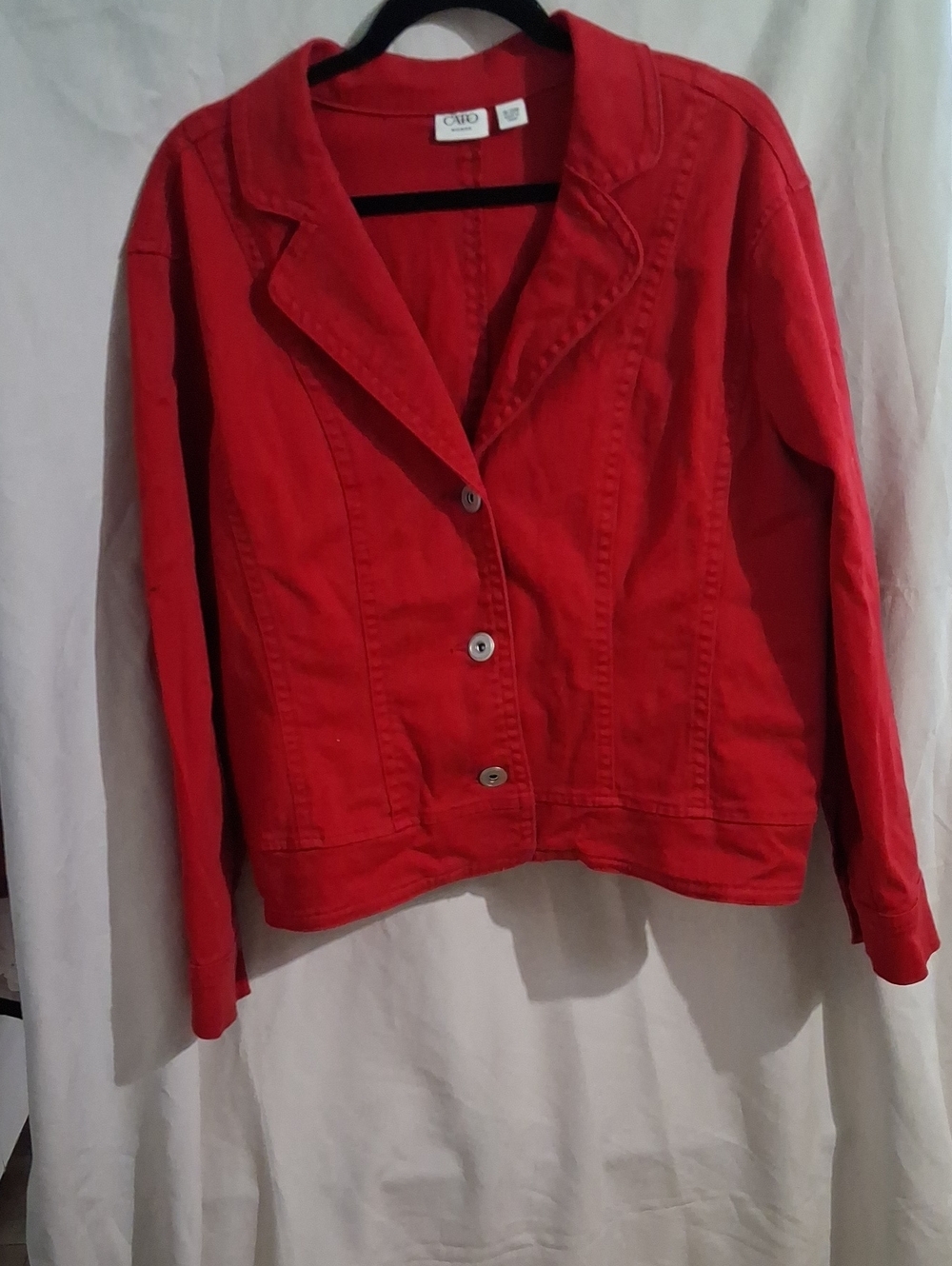 Cato Women’s Bright Red Button-Front Jean Jacket